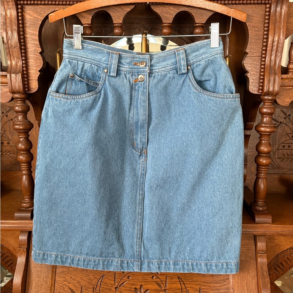 Together Vintage Fairy 80s Cotton Light Blue Denim Miniskirt Size 8